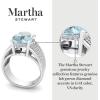 imageMartha Stewart 6 34 Carat Oval Shape Gemstone Hidden Halo Ring with Lab Grown Diamonds in Sterling Silver Choose Your GemstoneAquamarine