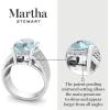 imageMartha Stewart 6 34 Carat Oval Shape Gemstone Hidden Halo Ring with Lab Grown Diamonds in Sterling Silver Choose Your GemstoneAquamarine