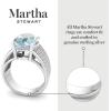 imageMartha Stewart 6 34 Carat Oval Shape Gemstone Hidden Halo Ring with Lab Grown Diamonds in Sterling Silver Choose Your GemstoneAquamarine
