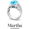imageMartha Stewart 6 34 Carat Oval Shape Gemstone Hidden Halo Ring with Lab Grown Diamonds in Sterling Silver Choose Your GemstoneBlue Topaz