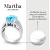 imageMartha Stewart 6 34 Carat Oval Shape Gemstone Hidden Halo Ring with Lab Grown Diamonds in Sterling Silver Choose Your GemstoneBlue Topaz