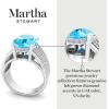 imageMartha Stewart 6 34 Carat Oval Shape Gemstone Hidden Halo Ring with Lab Grown Diamonds in Sterling Silver Choose Your GemstoneBlue Topaz