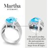 imageMartha Stewart 6 34 Carat Oval Shape Gemstone Hidden Halo Ring with Lab Grown Diamonds in Sterling Silver Choose Your GemstoneBlue Topaz