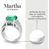 imageMartha Stewart 6 34 Carat Oval Shape Gemstone Hidden Halo Ring with Lab Grown Diamonds in Sterling Silver Choose Your GemstoneEmerald