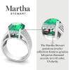 imageMartha Stewart 6 34 Carat Oval Shape Gemstone Hidden Halo Ring with Lab Grown Diamonds in Sterling Silver Choose Your GemstoneEmerald
