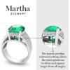 imageMartha Stewart 6 34 Carat Oval Shape Gemstone Hidden Halo Ring with Lab Grown Diamonds in Sterling Silver Choose Your GemstoneEmerald