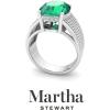 imageMartha Stewart 6 34 Carat Oval Shape Gemstone Hidden Halo Ring with Lab Grown Diamonds in Sterling Silver Choose Your GemstoneEmerald