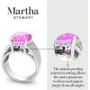 imageMartha Stewart 6 34 Carat Oval Shape Gemstone Hidden Halo Ring with Lab Grown Diamonds in Sterling Silver Choose Your GemstonePink Sapphire