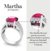 imageMartha Stewart 6 34 Carat Oval Shape Gemstone Hidden Halo Ring with Lab Grown Diamonds in Sterling Silver Choose Your GemstoneRuby