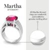 imageMartha Stewart 6 34 Carat Oval Shape Gemstone Hidden Halo Ring with Lab Grown Diamonds in Sterling Silver Choose Your GemstoneRuby
