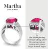 imageMartha Stewart 6 34 Carat Oval Shape Gemstone Hidden Halo Ring with Lab Grown Diamonds in Sterling Silver Choose Your GemstoneRuby