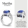 imageMartha Stewart 6 34 Carat Oval Shape Gemstone Hidden Halo Ring with Lab Grown Diamonds in Sterling Silver Choose Your GemstoneSapphire