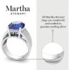 imageMartha Stewart 6 34 Carat Oval Shape Gemstone Hidden Halo Ring with Lab Grown Diamonds in Sterling Silver Choose Your GemstoneSapphire