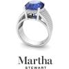 imageMartha Stewart 6 34 Carat Oval Shape Gemstone Hidden Halo Ring with Lab Grown Diamonds in Sterling Silver Choose Your GemstoneSapphire