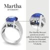 imageMartha Stewart 6 34 Carat Oval Shape Gemstone Hidden Halo Ring with Lab Grown Diamonds in Sterling Silver Choose Your GemstoneSapphire