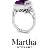 imageMartha Stewart 7 13 Carat Emerald Cut Gemstone Halo Ring with Lab Grown Diamonds in Sterling Silver Choose Your GemstoneAmethyst