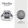 imageMartha Stewart 7 13 Carat Emerald Cut Gemstone Halo Ring with Lab Grown Diamonds in Sterling Silver Choose Your GemstoneAmethyst