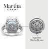 imageMartha Stewart 7 13 Carat Emerald Cut Gemstone Halo Ring with Lab Grown Diamonds in Sterling Silver Choose Your GemstoneAquamarine