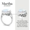 imageMartha Stewart 7 13 Carat Emerald Cut Gemstone Halo Ring with Lab Grown Diamonds in Sterling Silver Choose Your GemstoneAquamarine