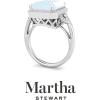 imageMartha Stewart 7 13 Carat Emerald Cut Gemstone Halo Ring with Lab Grown Diamonds in Sterling Silver Choose Your GemstoneAquamarine