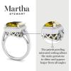 imageMartha Stewart 7 13 Carat Emerald Cut Gemstone Halo Ring with Lab Grown Diamonds in Sterling Silver Choose Your GemstoneCitrine
