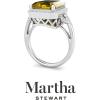 imageMartha Stewart 7 13 Carat Emerald Cut Gemstone Halo Ring with Lab Grown Diamonds in Sterling Silver Choose Your GemstoneCitrine