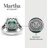 imageMartha Stewart 7 13 Carat Emerald Cut Gemstone Halo Ring with Lab Grown Diamonds in Sterling Silver Choose Your GemstoneEmerald