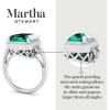 imageMartha Stewart 7 13 Carat Emerald Cut Gemstone Halo Ring with Lab Grown Diamonds in Sterling Silver Choose Your GemstoneEmerald