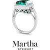 imageMartha Stewart 7 13 Carat Emerald Cut Gemstone Halo Ring with Lab Grown Diamonds in Sterling Silver Choose Your GemstoneEmerald