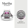 imageMartha Stewart 7 13 Carat Emerald Cut Gemstone Halo Ring with Lab Grown Diamonds in Sterling Silver Choose Your GemstonePink Sapphire