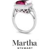 imageMartha Stewart 7 13 Carat Emerald Cut Gemstone Halo Ring with Lab Grown Diamonds in Sterling Silver Choose Your GemstonePink Sapphire