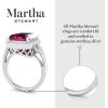 imageMartha Stewart 7 13 Carat Emerald Cut Gemstone Halo Ring with Lab Grown Diamonds in Sterling Silver Choose Your GemstonePink Sapphire