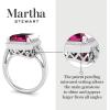 imageMartha Stewart 7 13 Carat Emerald Cut Gemstone Halo Ring with Lab Grown Diamonds in Sterling Silver Choose Your GemstonePink Sapphire