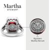 imageMartha Stewart 7 13 Carat Emerald Cut Gemstone Halo Ring with Lab Grown Diamonds in Sterling Silver Choose Your GemstoneRuby