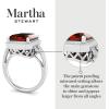 imageMartha Stewart 7 13 Carat Emerald Cut Gemstone Halo Ring with Lab Grown Diamonds in Sterling Silver Choose Your GemstoneRuby