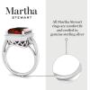 imageMartha Stewart 7 13 Carat Emerald Cut Gemstone Halo Ring with Lab Grown Diamonds in Sterling Silver Choose Your GemstoneRuby