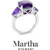 imageMartha Stewart 8 Carat Cushion Cut Gemstone Three Stone Ring with Lab Grown Diamonds in Sterling Silver Choose Your GemstoneOption 1