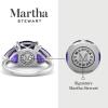 imageMartha Stewart 8 Carat Cushion Cut Gemstone Three Stone Ring with Lab Grown Diamonds in Sterling Silver Choose Your GemstoneOption 1