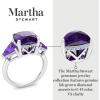 imageMartha Stewart 8 Carat Cushion Cut Gemstone Three Stone Ring with Lab Grown Diamonds in Sterling Silver Choose Your GemstoneOption 1