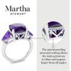 imageMartha Stewart 8 Carat Cushion Cut Gemstone Three Stone Ring with Lab Grown Diamonds in Sterling Silver Choose Your GemstoneOption 1