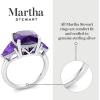 imageMartha Stewart 8 Carat Cushion Cut Gemstone Three Stone Ring with Lab Grown Diamonds in Sterling Silver Choose Your GemstoneOption 1