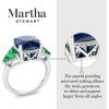imageMartha Stewart 8 Carat Cushion Cut Gemstone Three Stone Ring with Lab Grown Diamonds in Sterling Silver Choose Your GemstoneOption 10