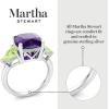 imageMartha Stewart 8 Carat Cushion Cut Gemstone Three Stone Ring with Lab Grown Diamonds in Sterling Silver Choose Your GemstoneOption 2
