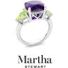 imageMartha Stewart 8 Carat Cushion Cut Gemstone Three Stone Ring with Lab Grown Diamonds in Sterling Silver Choose Your GemstoneOption 2