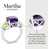 imageMartha Stewart 8 Carat Cushion Cut Gemstone Three Stone Ring with Lab Grown Diamonds in Sterling Silver Choose Your GemstoneOption 2