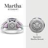 imageMartha Stewart 8 Carat Cushion Cut Gemstone Three Stone Ring with Lab Grown Diamonds in Sterling Silver Choose Your GemstoneOption 3