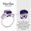 imageMartha Stewart 8 Carat Cushion Cut Gemstone Three Stone Ring with Lab Grown Diamonds in Sterling Silver Choose Your GemstoneOption 3