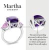 imageMartha Stewart 8 Carat Cushion Cut Gemstone Three Stone Ring with Lab Grown Diamonds in Sterling Silver Choose Your GemstoneOption 3