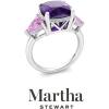 imageMartha Stewart 8 Carat Cushion Cut Gemstone Three Stone Ring with Lab Grown Diamonds in Sterling Silver Choose Your GemstoneOption 3