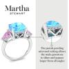 imageMartha Stewart 8 Carat Cushion Cut Gemstone Three Stone Ring with Lab Grown Diamonds in Sterling Silver Choose Your GemstoneOption 4